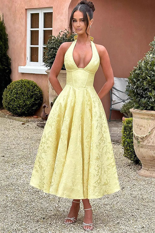 Women's Jacquard Formal Evening Maxi Dress — product view