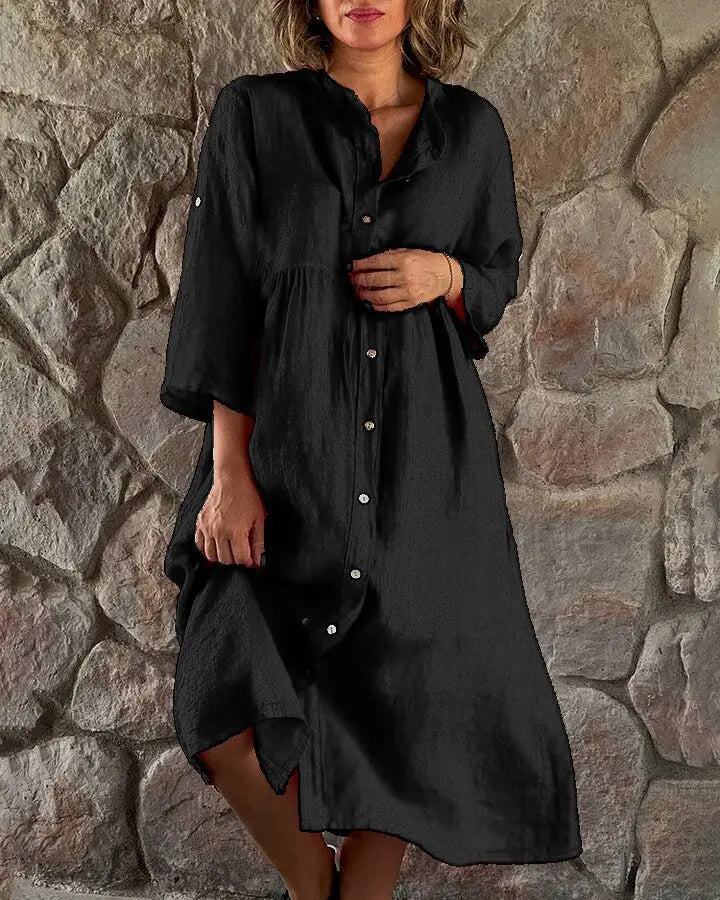 Button-Down Midi Shirt Dress for Women — close-up