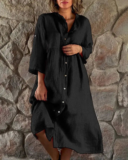 Button-Down Midi Shirt Dress for Women — close-up
