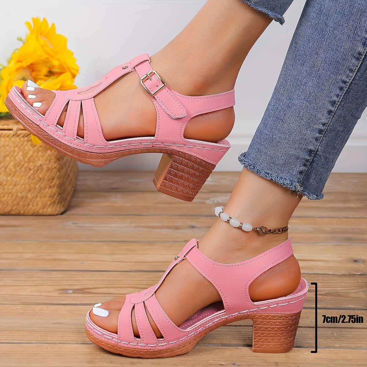 Women's Block Heel Cushioned Sandals — side view