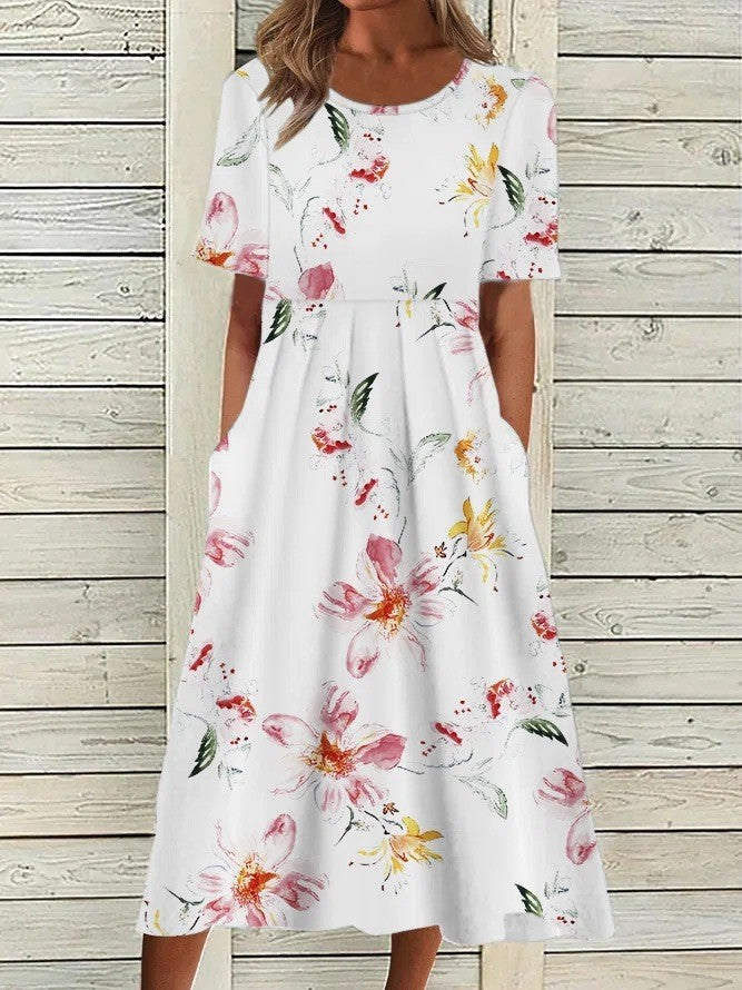 Women's Printed Casual Midi Dress — detail view