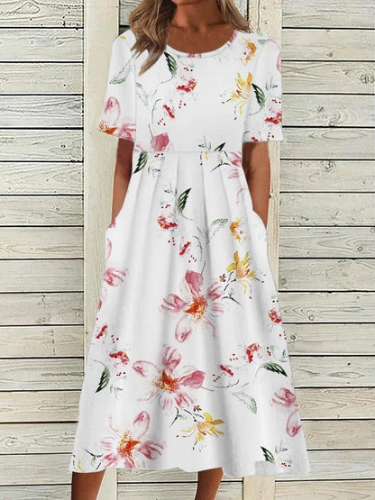 Women's Printed Casual Midi Dress — detail view