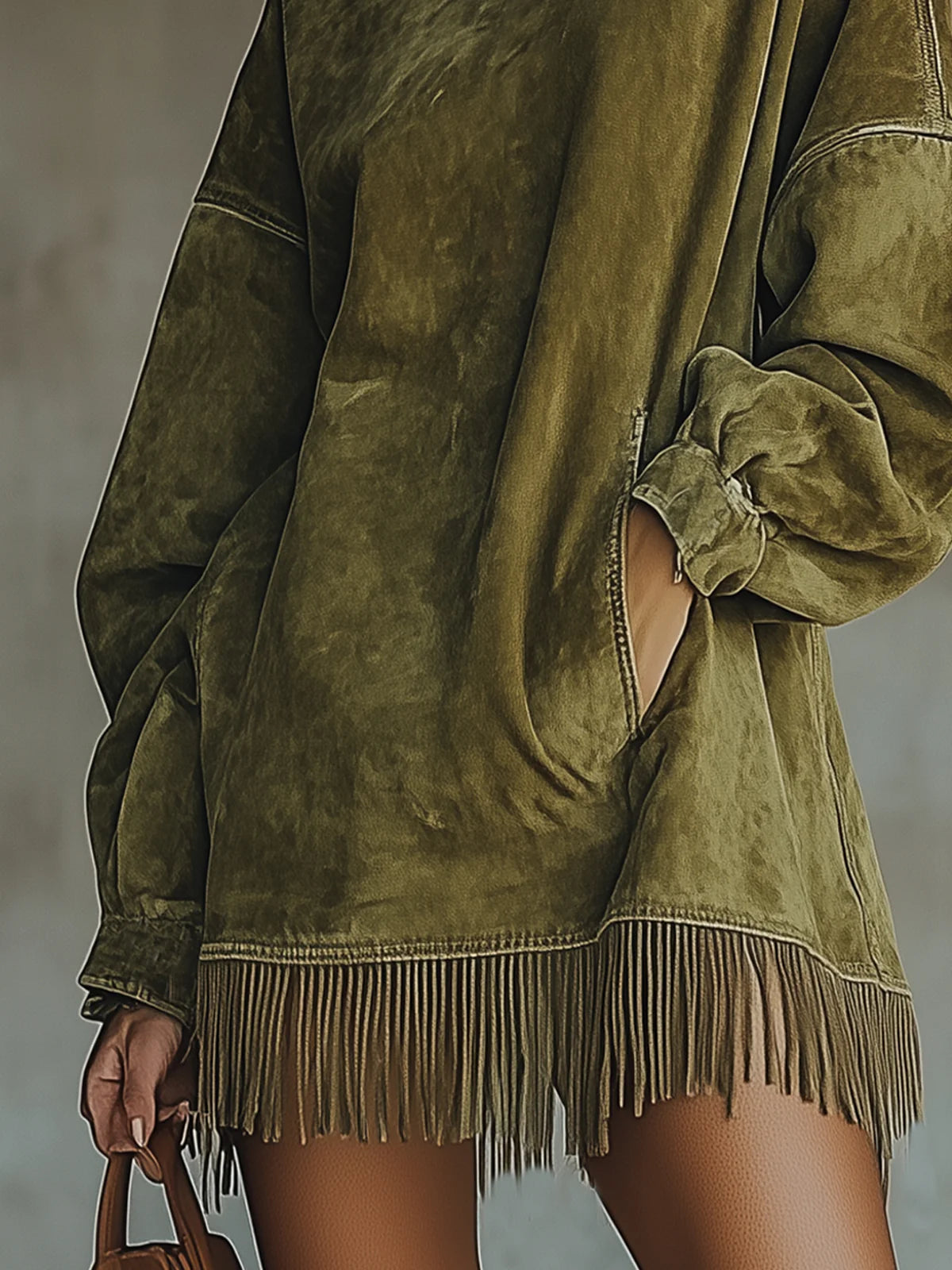 Women's Fringe Casual Mini Dress — close-up