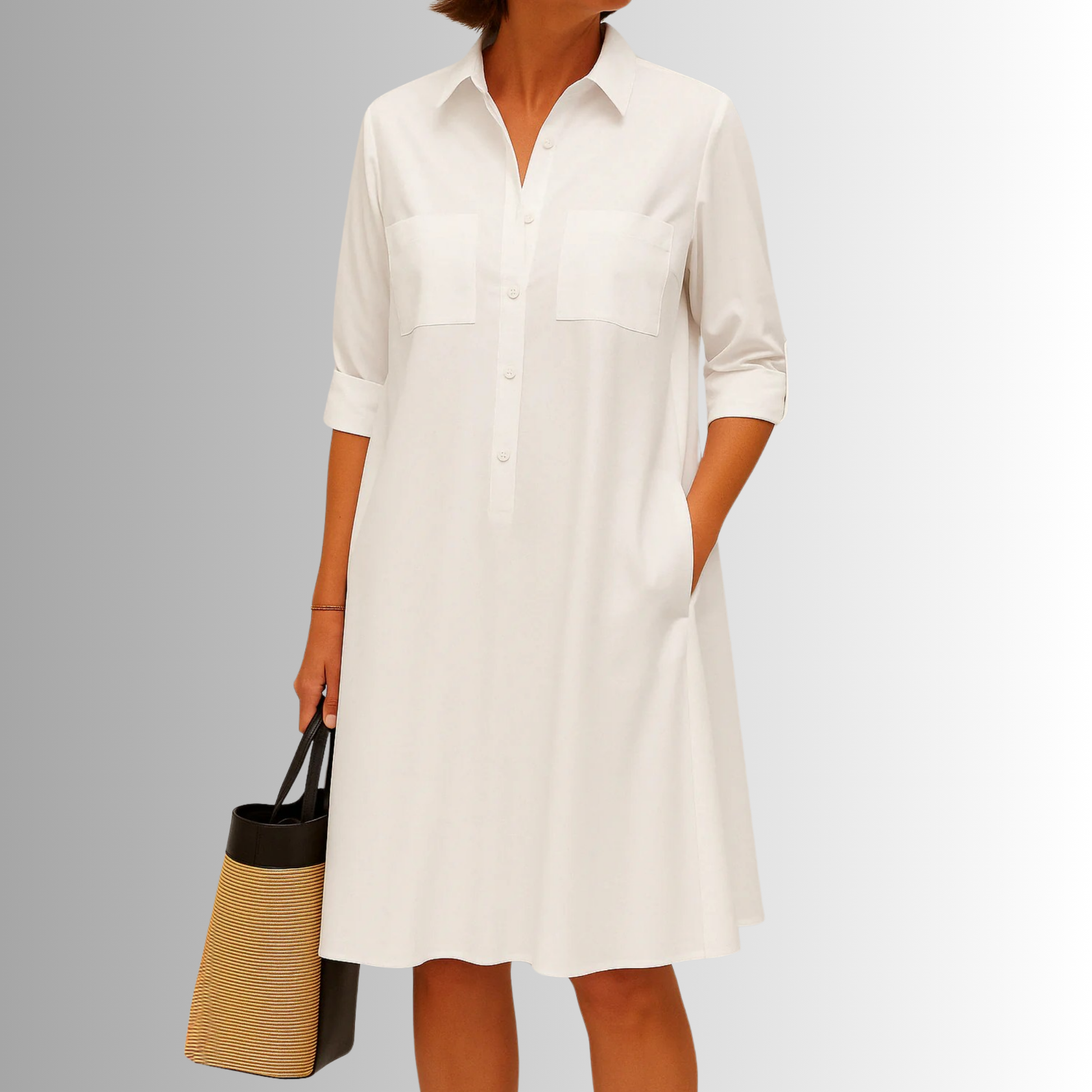Women's A-Line Button Summer Dress — product view