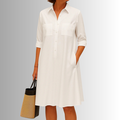 Women's A-Line Button Summer Dress — product view