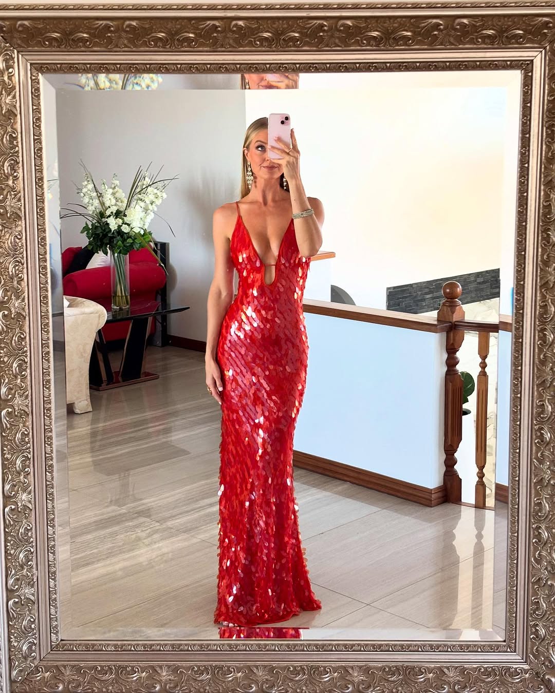 Women's Sequin Evening Maxi Dress — front view