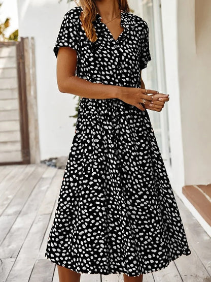 Button-Up Polka Dot Midi Dress for Women — side view