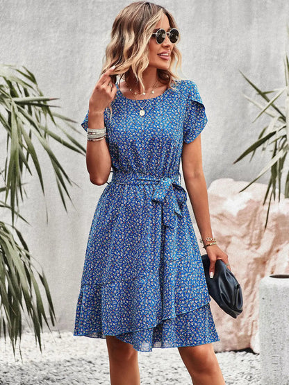 Short Sleeve Floral Print Dress for Women — front view