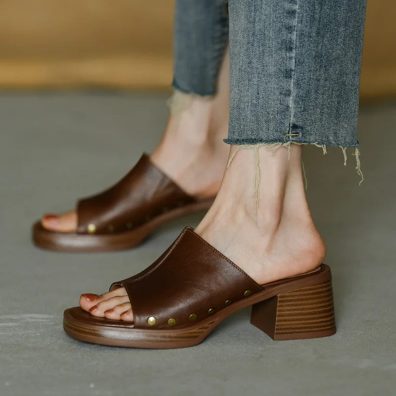 Women's Flat Slide Mule Sandals — detail view