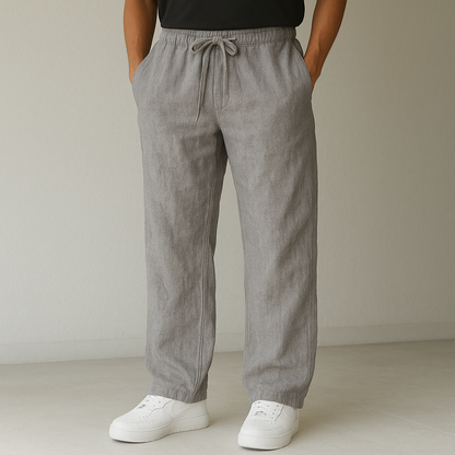 Men's Linen Drawstring Pants — close-up