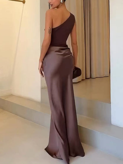 Women's One-Shoulder Party Maxi Dress — product view