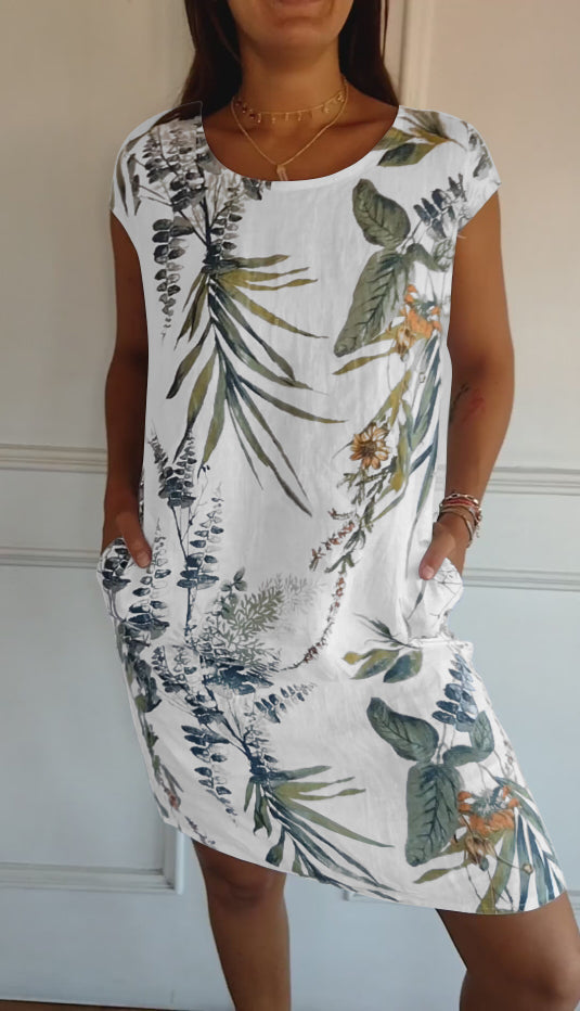 Women's Round Neck All-Day Comfort Midi Dress — front view