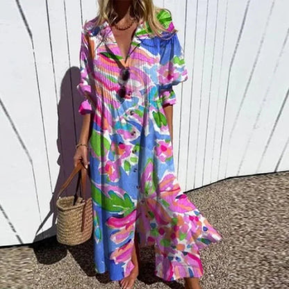 Women's Boho Flowy Vacation Maxi Dress — detail view