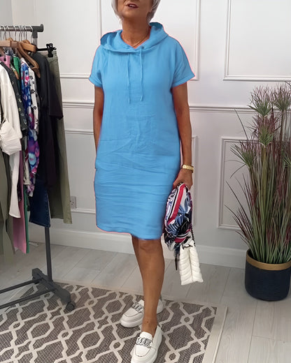 Women's Hooded Casual Everyday Midi Dress — detail view