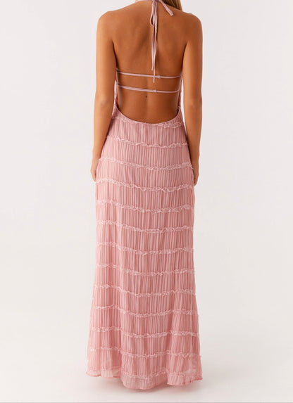 Women's Halter Evening Maxi Dress — front view