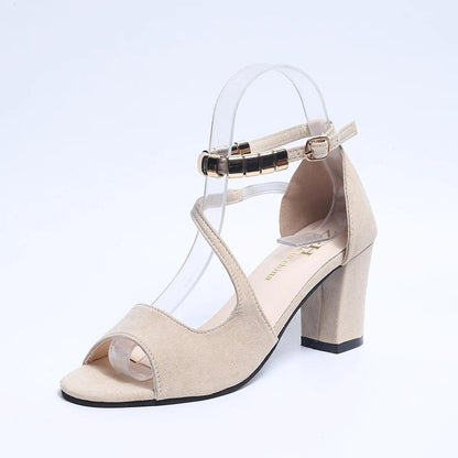 Women's Peep-Toe Block Heel Sandals with Ankle Strap — side view