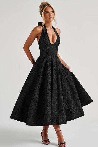 Women's Jacquard Formal Evening Maxi Dress — side view