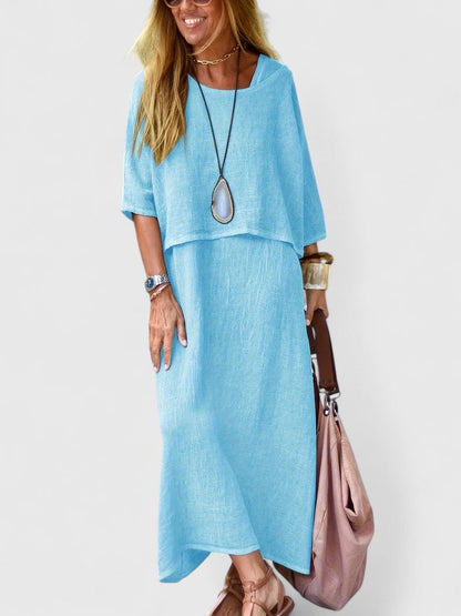 Women's Sleeveless V-Neck Maxi Dress Set — detail view