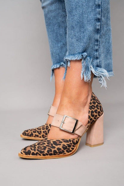 Leopard Print Block Heel Mules for Women