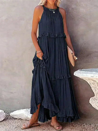 Women's Sleeveless Ruffle Day-to-Evening Midi Dress — detail view