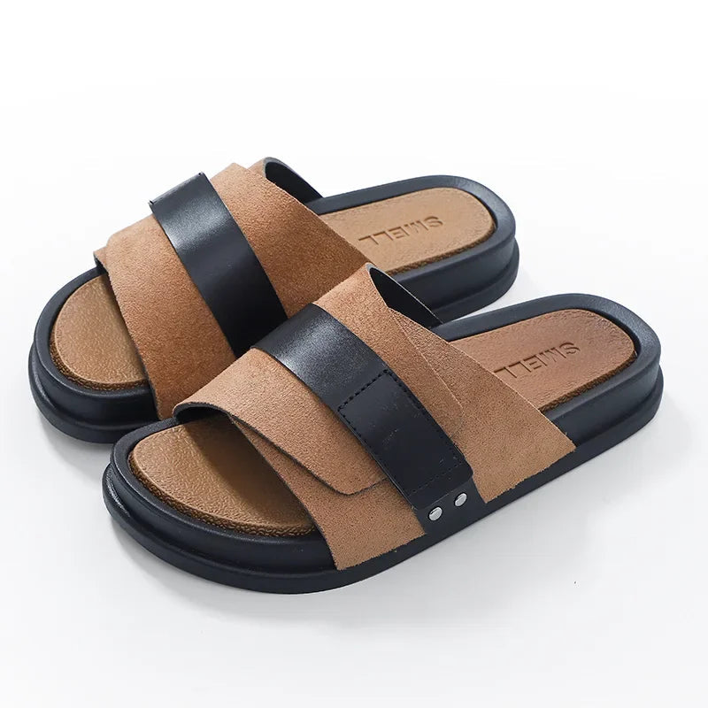 Women's Cushioned Flat Slide Sandals — close-up