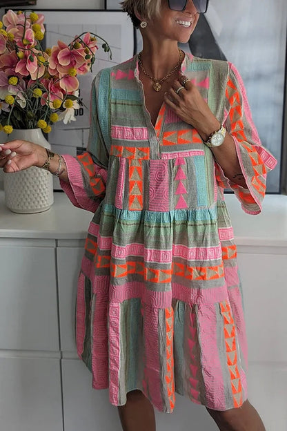 Tiered V-Neck Midi Dress for Women
