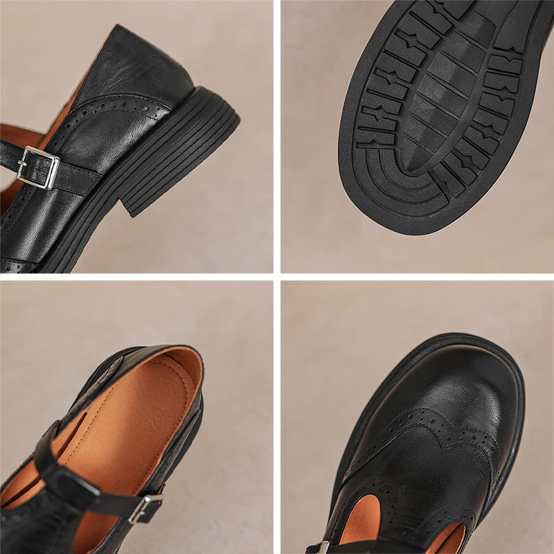 Women's Leather Mary Jane Sandals — close-up