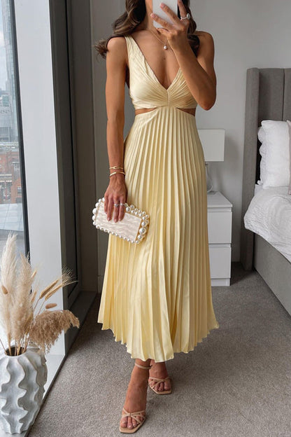 Women's V-Neck Wedding Guest Maxi Dress — front view