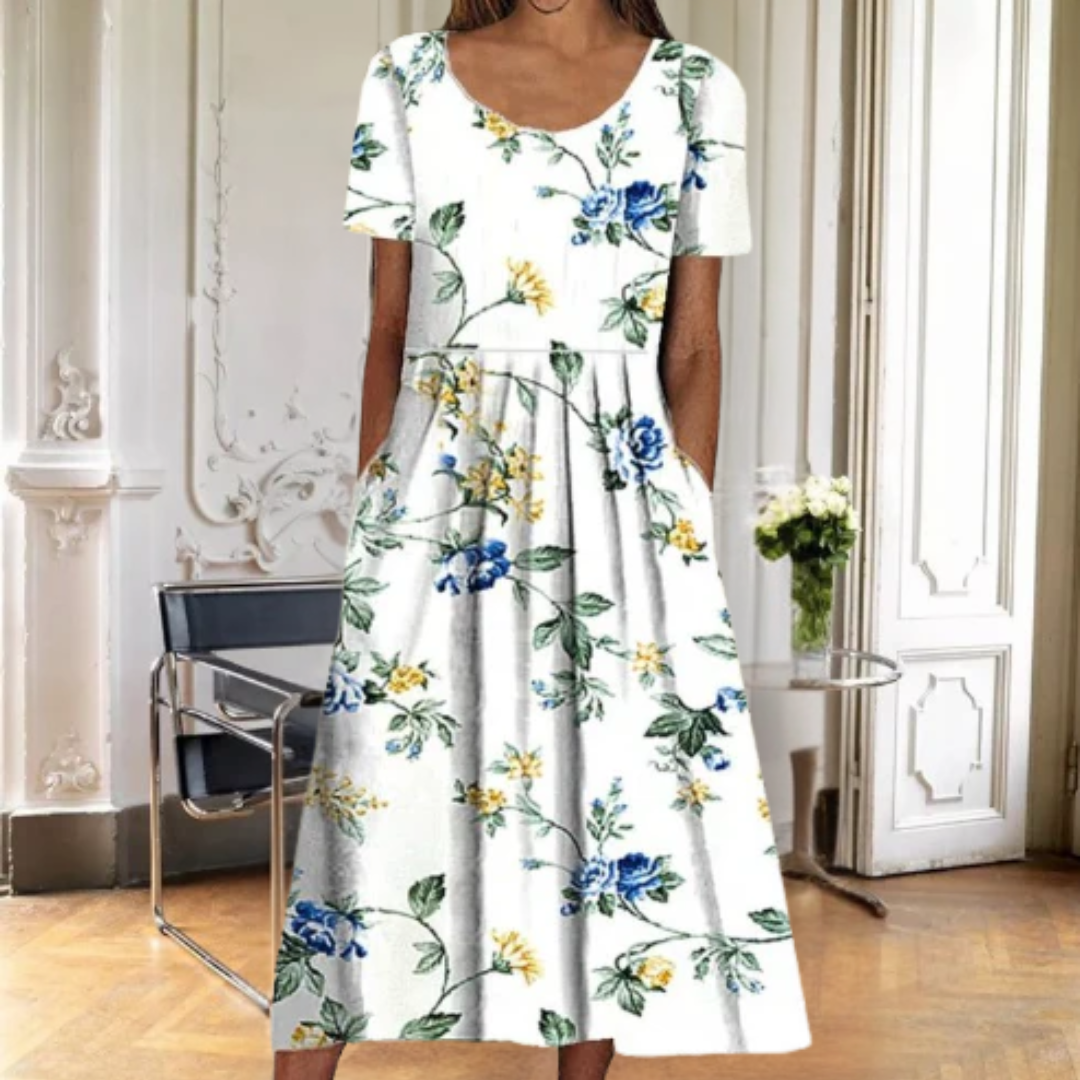 Women's Floral Summer Midi Dress — close-up