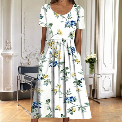 Women's Floral Summer Midi Dress — close-up