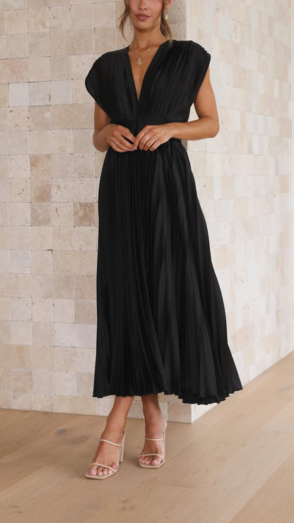 Women's Pleated Formal Evening Maxi Dress — detail view