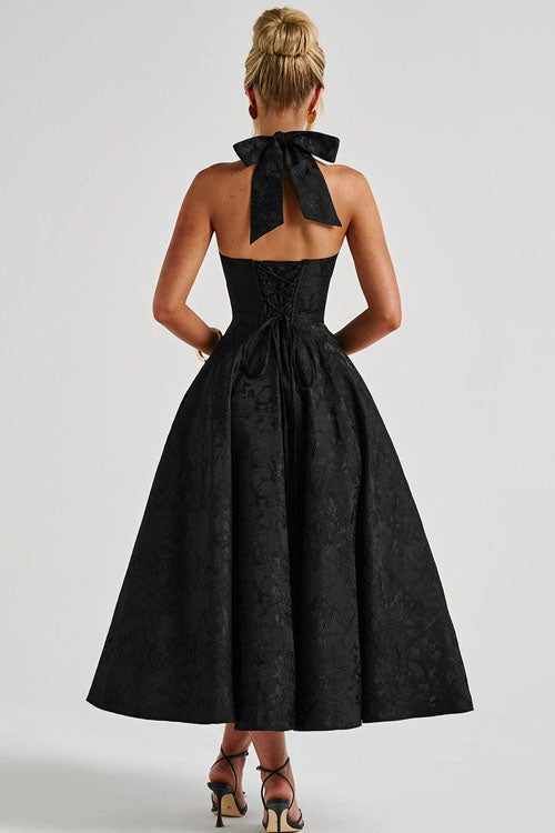 Women's Jacquard Formal Evening Maxi Dress — side view