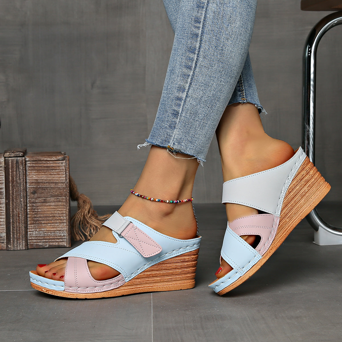 Women's Platform Wedge Slide Sandals — detail view