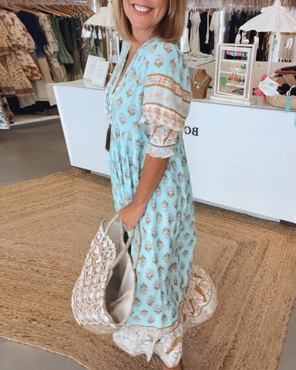 Women's Boho Summer Midi Dress — close-up