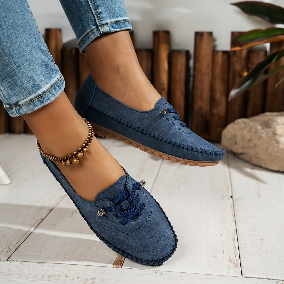 Women's Lace-Up Comfort Loafers — close-up