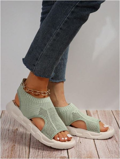 Women's Open Toe Slip-On Platform Sandals — close-up