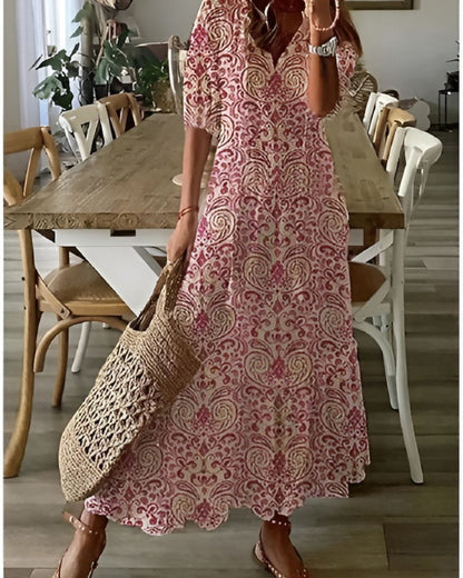 Women's Boho Flowy Maxi Dress — close-up