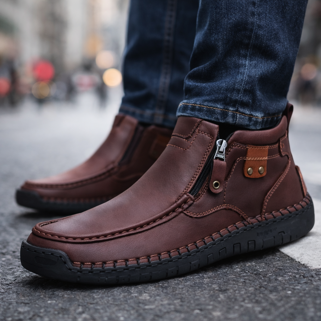 Zip-Up Ankle Boots for Men
