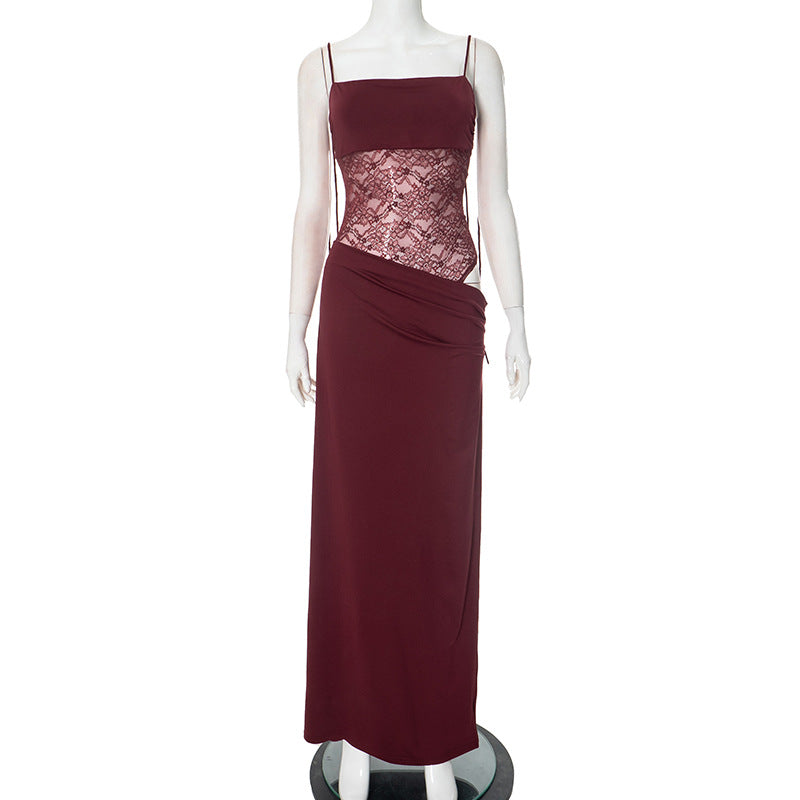 Women's Lace Formal Evening Maxi Dress — side view