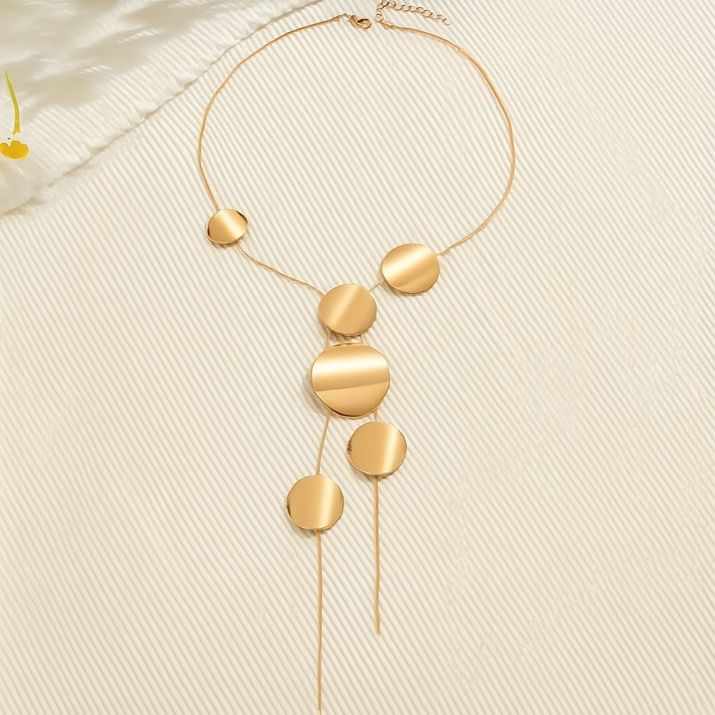 Layered Gold Disc Chain Necklace for Women