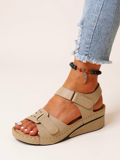 Women's Cushioned Adjustable Wedge Sandals — side view