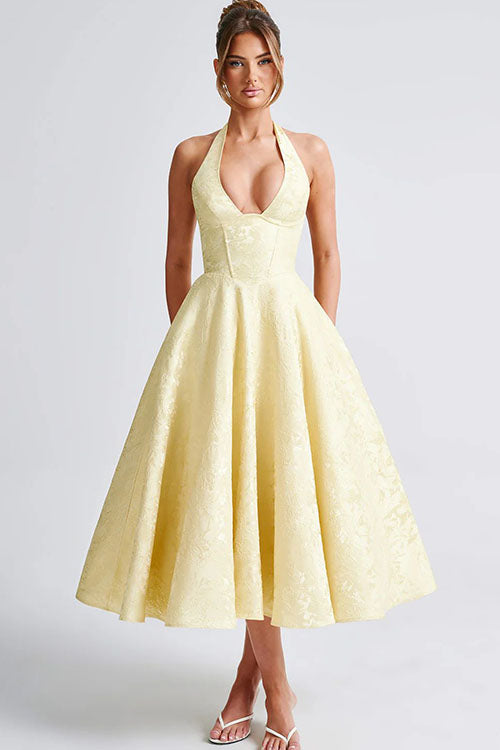 Women's Jacquard Formal Evening Maxi Dress — product view