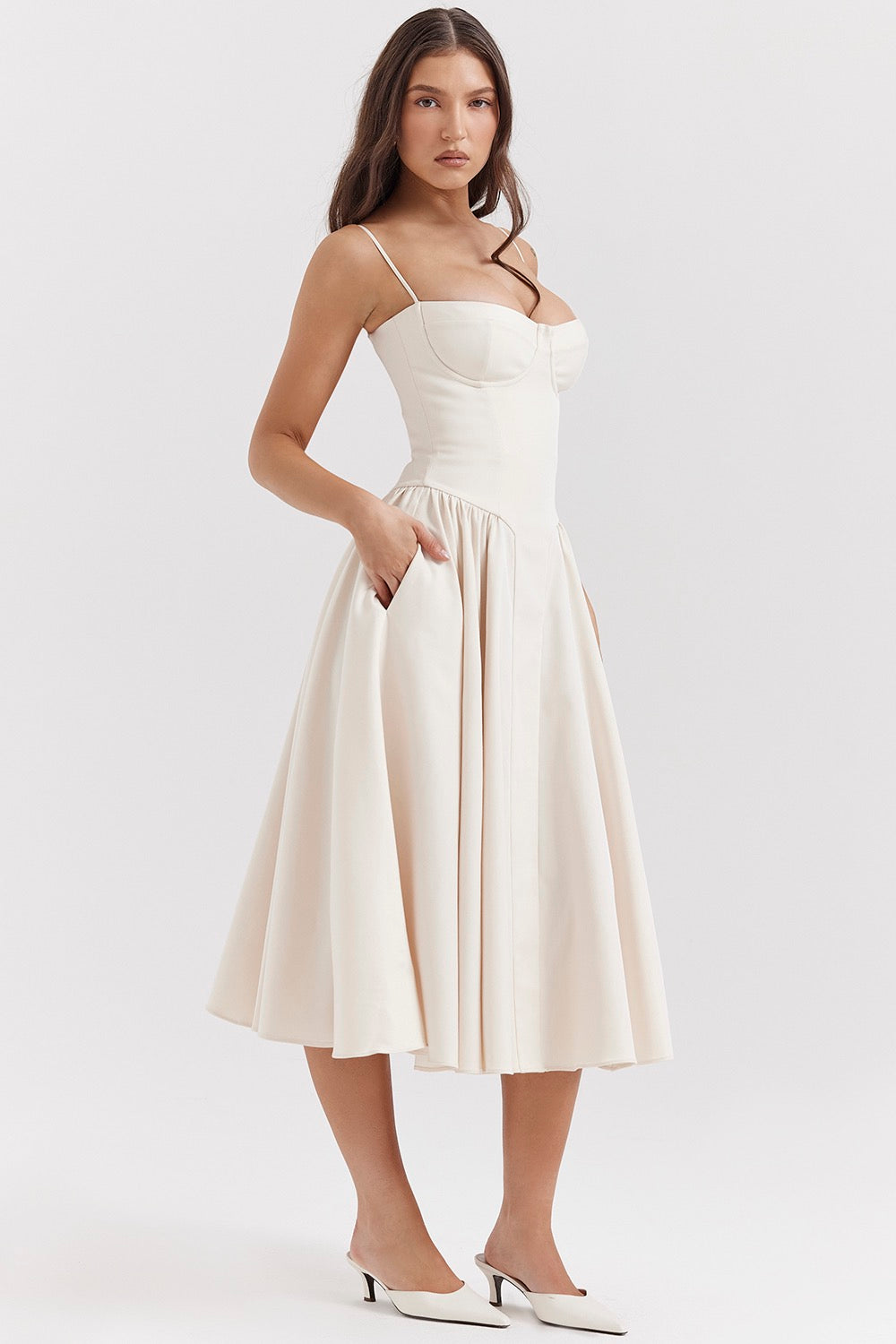 Women's Long Tank Wedding Guest Maxi Dress — side view