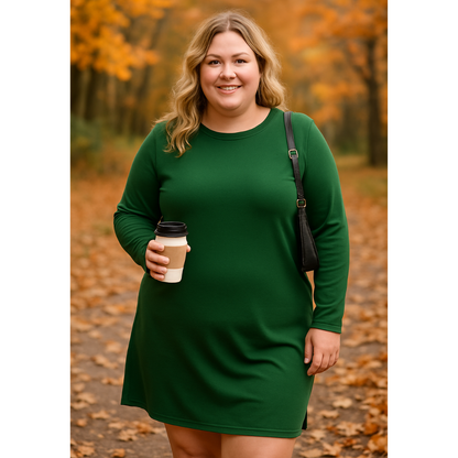 Women's Long Sleeve Everyday Midi Dress — close-up