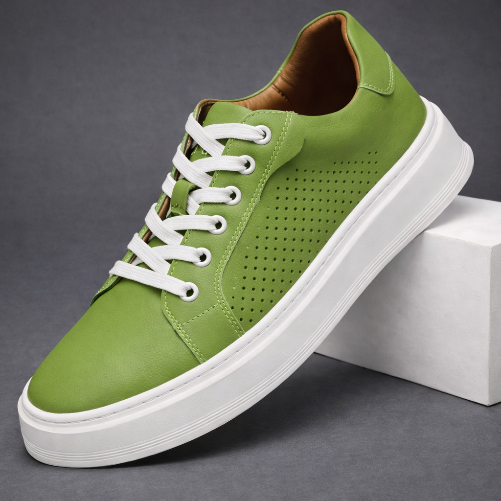 Men's Orthopedic Italian Leather Sneakers — close-up