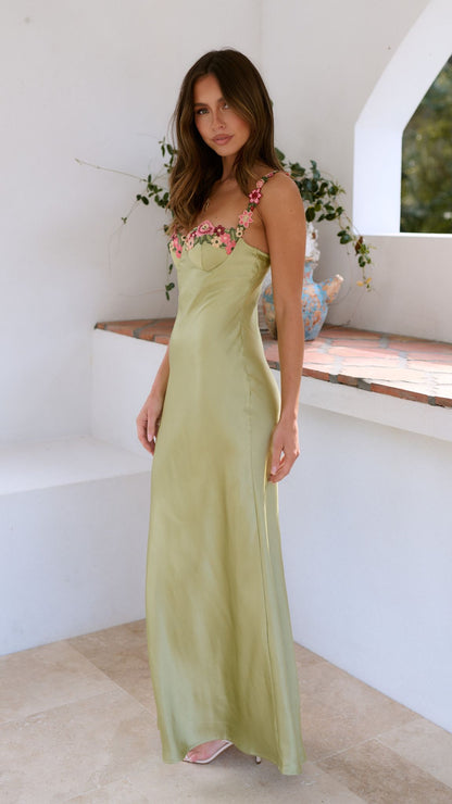 Women's Embellished Evening Wedding Guest Maxi Dress — side view