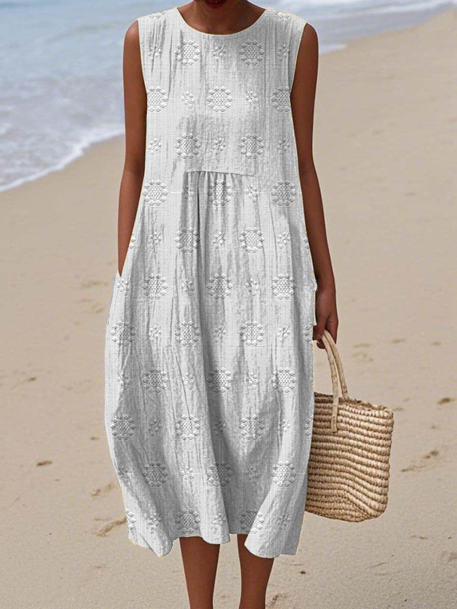 Women's Sleeveless Casual Summer Midi Dress — side view