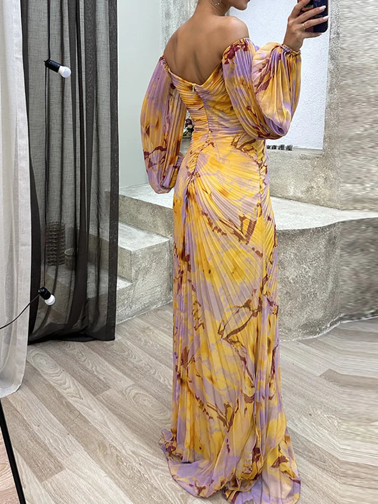 Off-Shoulder Ruched Maxi Dress for Women