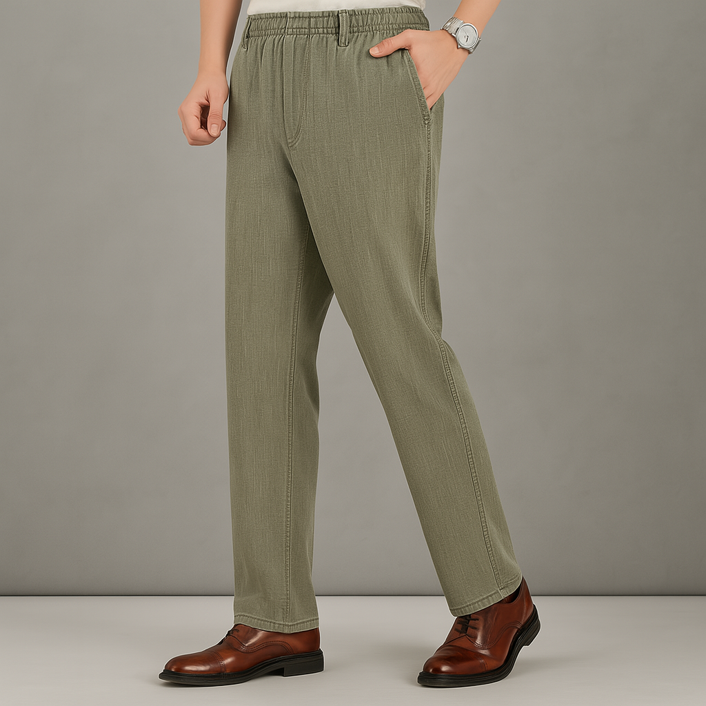 Montaro Drawstring Linen Pants — side view