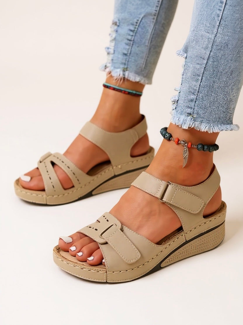 Women's Cushioned Adjustable Wedge Sandals — detail view